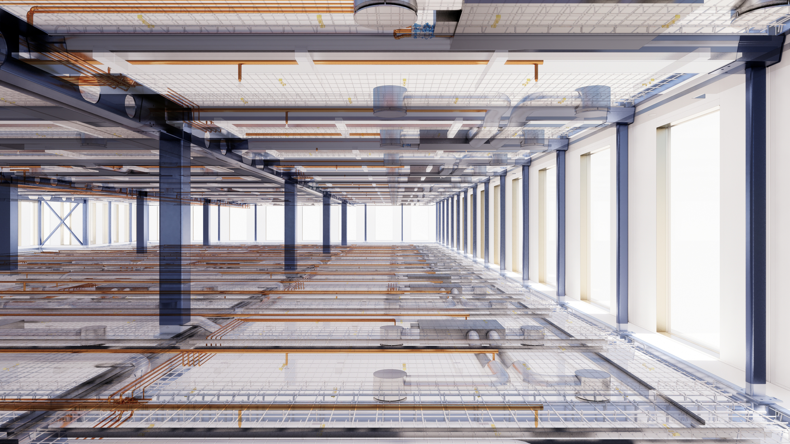 Internal view of the Forge, Bryden Wood and Landsec’s P-DfMA office building in London.